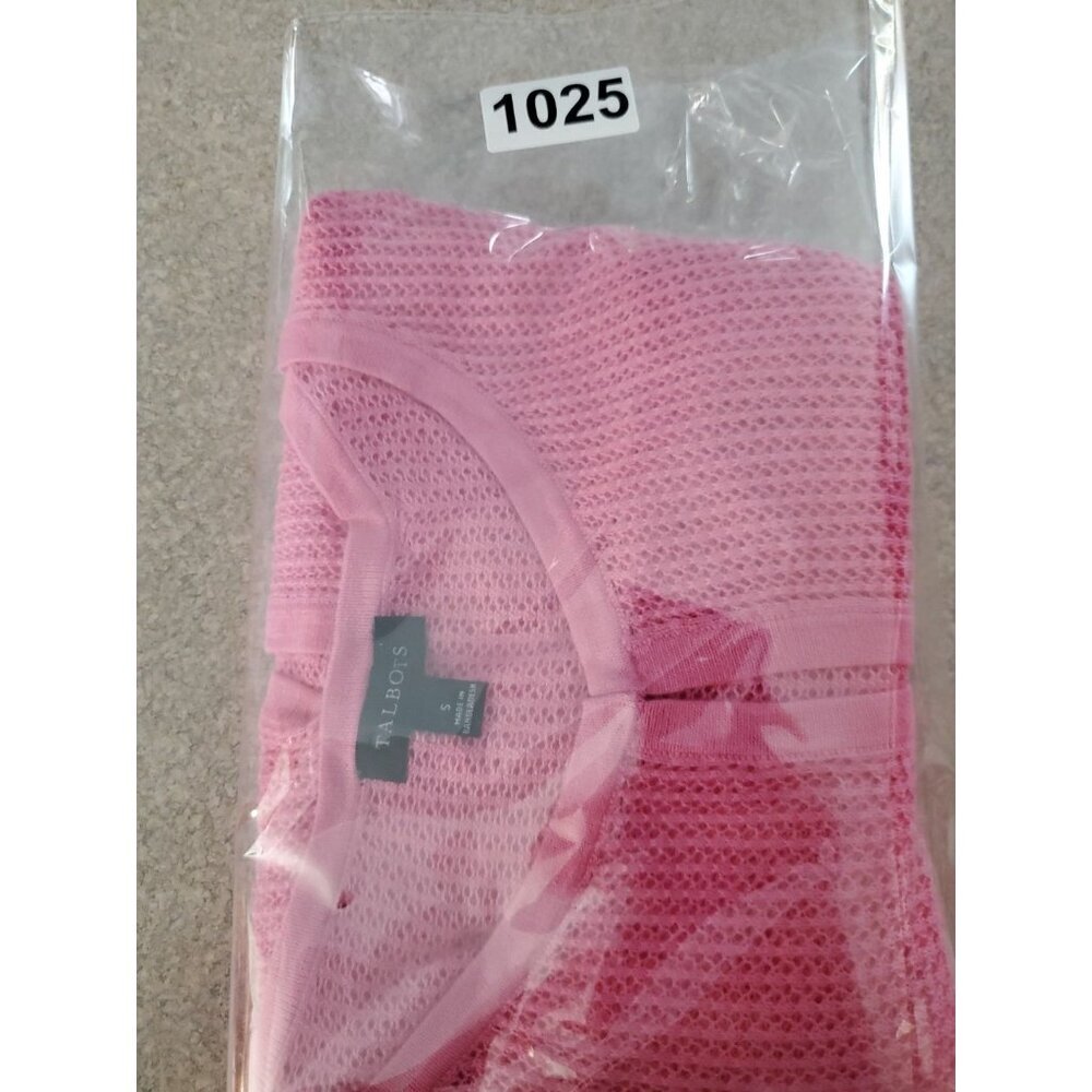 Talbots Pink Cropped Open-Front Knit Cardigan size Small - Picture 12 of 12